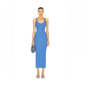 NEW XS Enza Costa Blue Ribbed Maxi Tank Dress